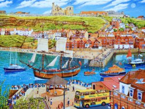 HMS Endeavour Leaving Whitby Harbour Oil Painting