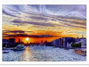 Limited Edition Giclée Print of Jet Trail Sunset Over The Thames