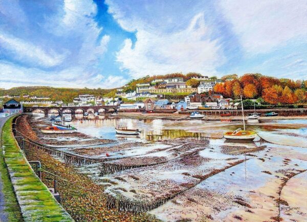 Looe River At Autumn Low Tide Cornwall Oil Painting