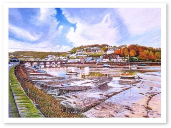 Limited Edition Giclée Print of Looe River at Autumn Low Tide