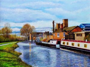 Canal Boats Brierley Hill Acrylic Painting