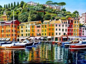 Portofino On Reflection Oil Painting by Roger Turner