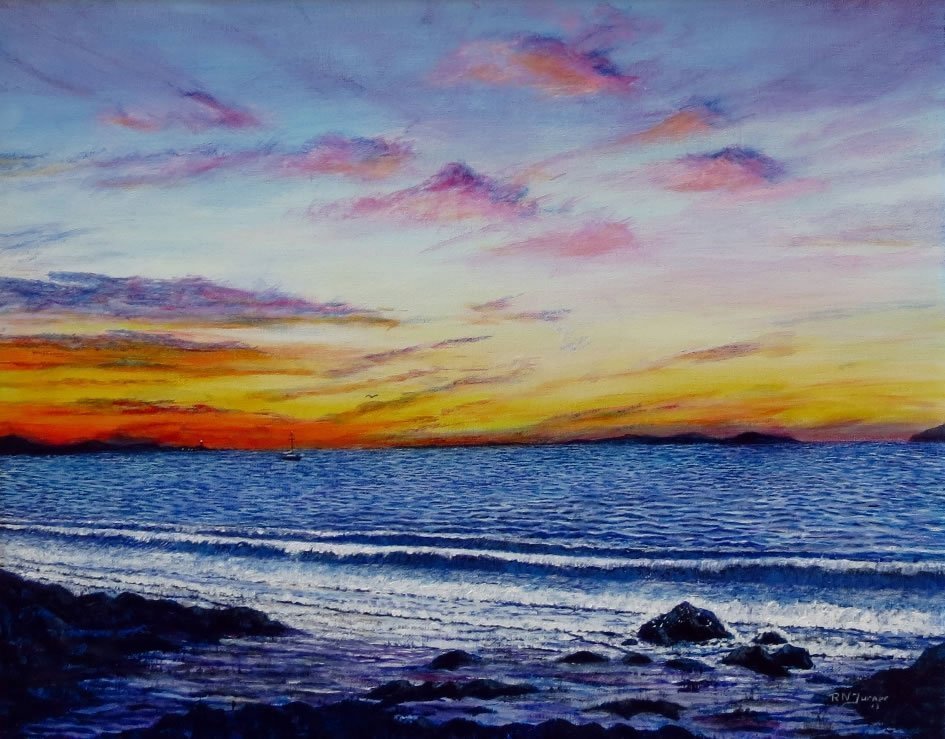 Seashore Sunset Acrylic Painting