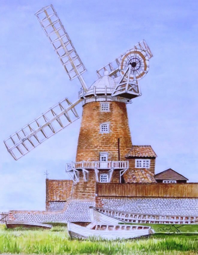 Windmill Days Watercolour Painting