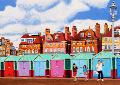 Hove Beach Huts Commissioned Acrylic Painting