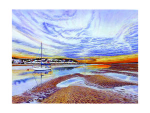 In House Signed Print Of Torridge River Sunset Instow Devon