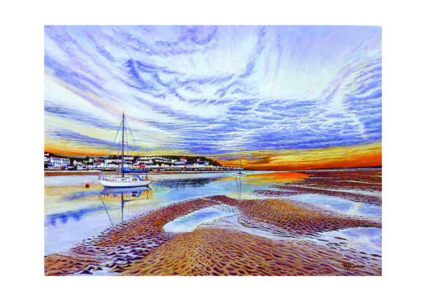 In House Signed Print Of Torridge River Sunset Instow Devon