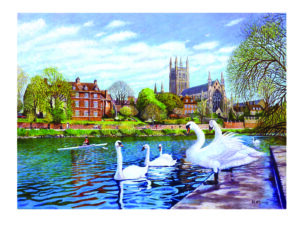 In House Signed Print Of Worcester Cathedral Worcester