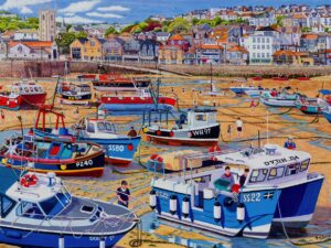 St Ives Harbour At Low Tide Oil Painting